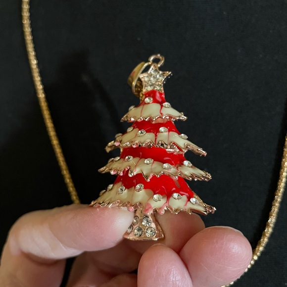 Betsey Johnson Christmas Tree Necklace Pendant and Chain - Picture 4 of 7